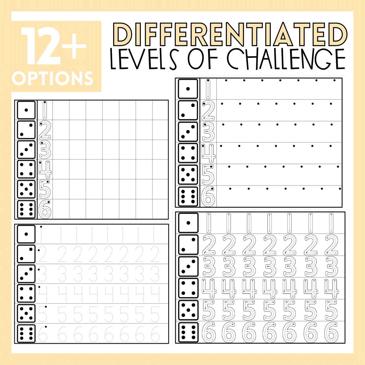 Differentiated Roll and Write Number Formation Games