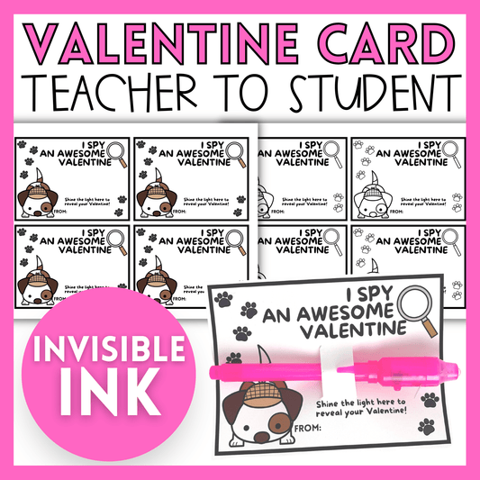 Teacher to Student Valentine Printable Detective Cards