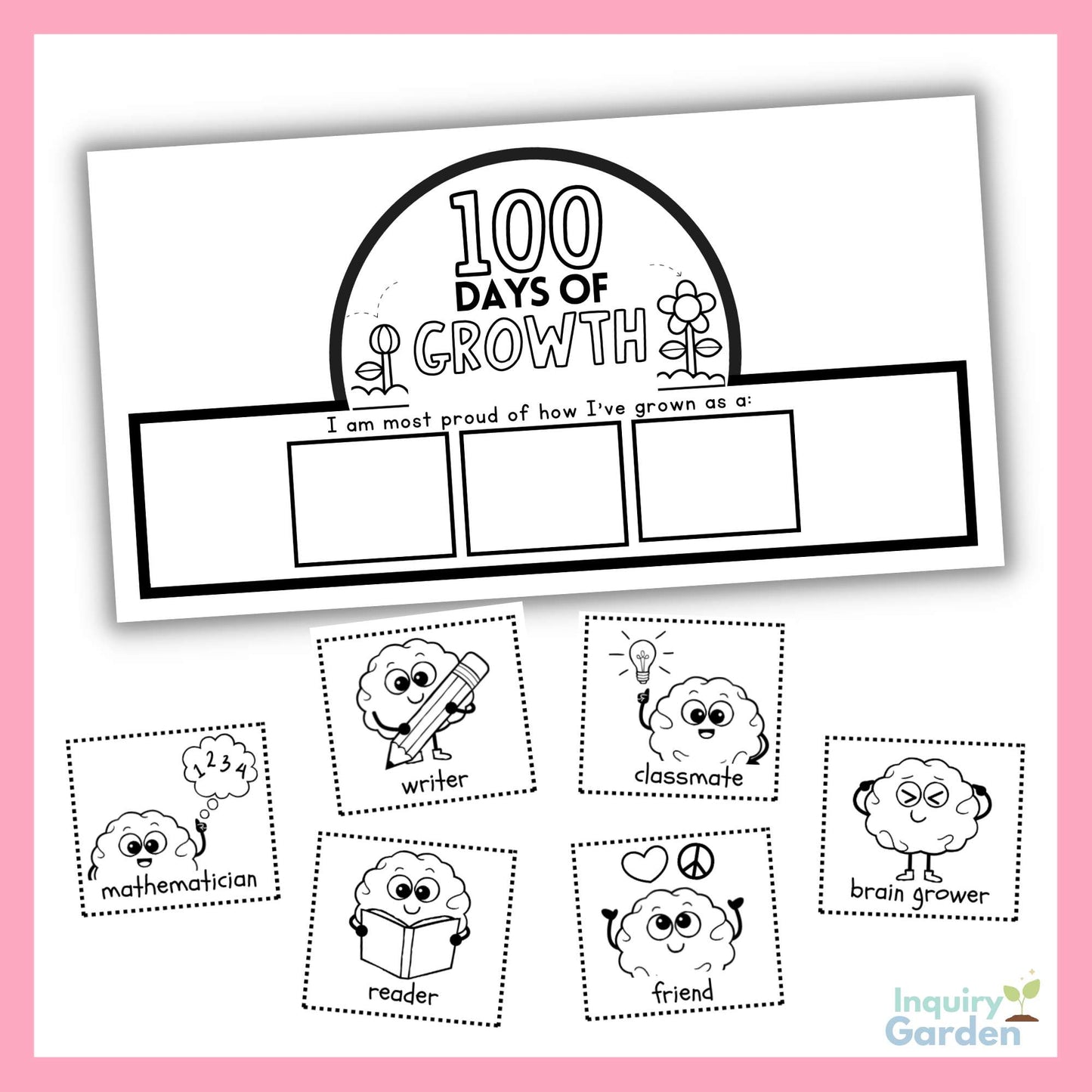 100th Day of School Crown | Growth Mindset Activities and Puzzles