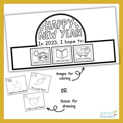 Happy New Year Crown Printable with Goal Setting