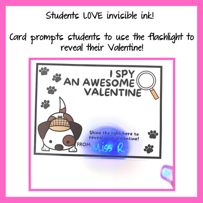 Teacher to Student Valentine Printable Detective Cards